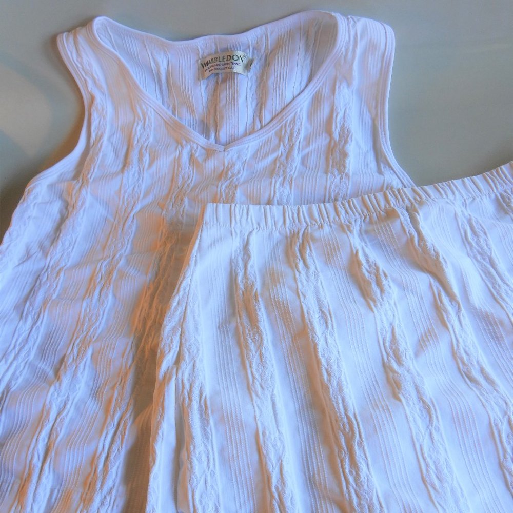 Wimbledon Tennis Set Outfit Tank Top Skirt Womens Medium White
